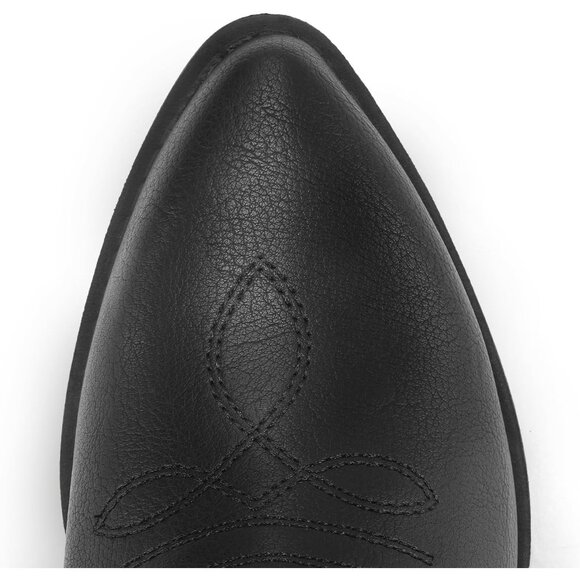 mysoft Women's Black Western Cowboy Boots Mid Calf Pointed Toe Cowgirl - Picture 6 of 6